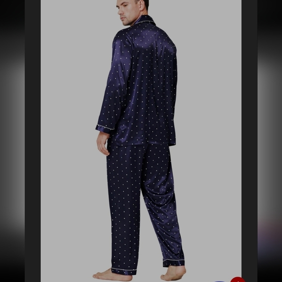 Lonxu Silk Satin Pajamas Long Sleeve Two-Piece Sleep Pajama Set - Picture 6 of 13